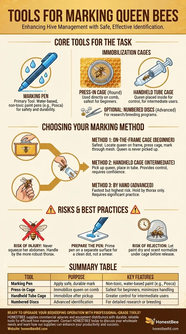 What tools are commonly used for marking queen bees? A Guide to Safe and Effective Marking Visual Guide