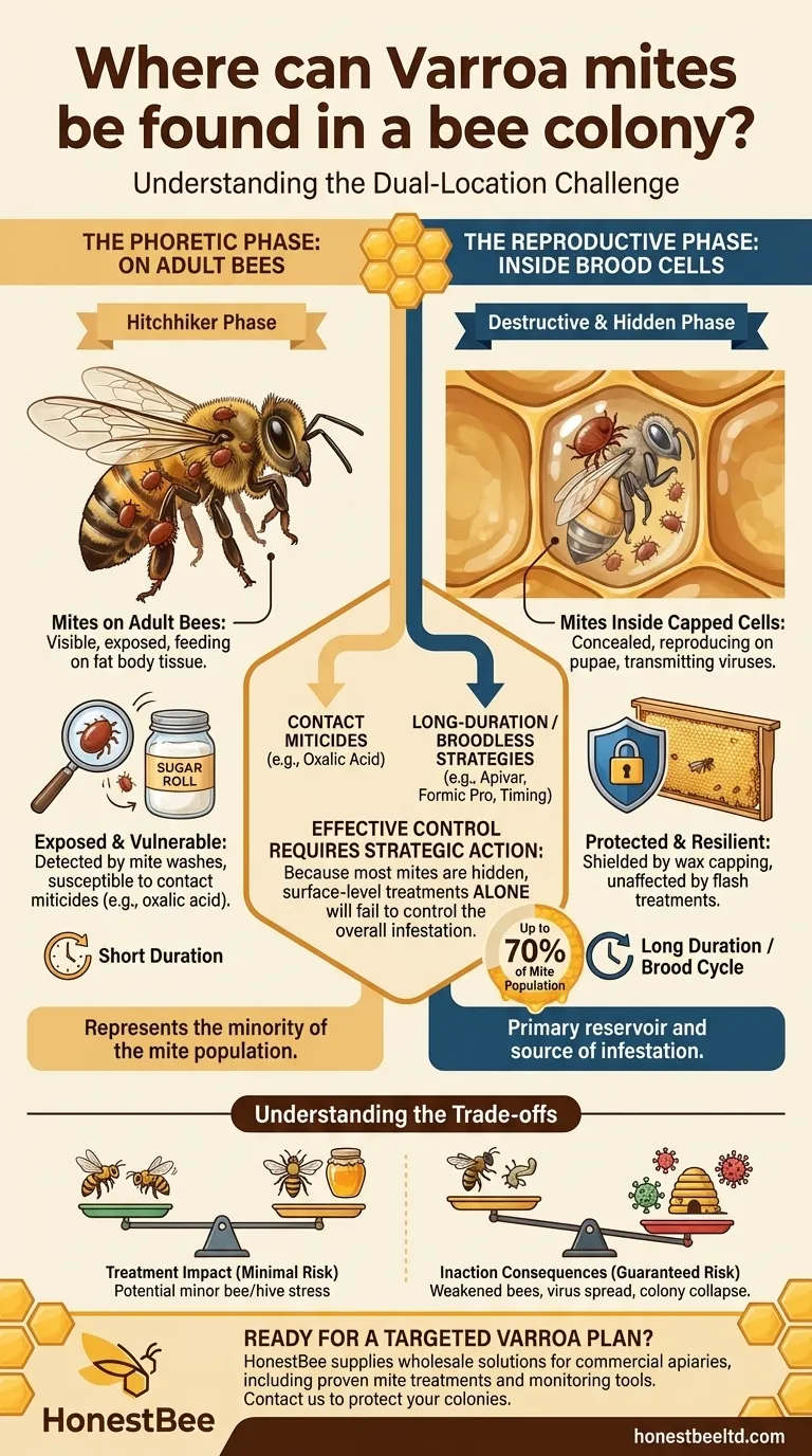 Where can varroa mites be found in a bee colony? Uncover the Hidden Infestation Locations Visual Guide
