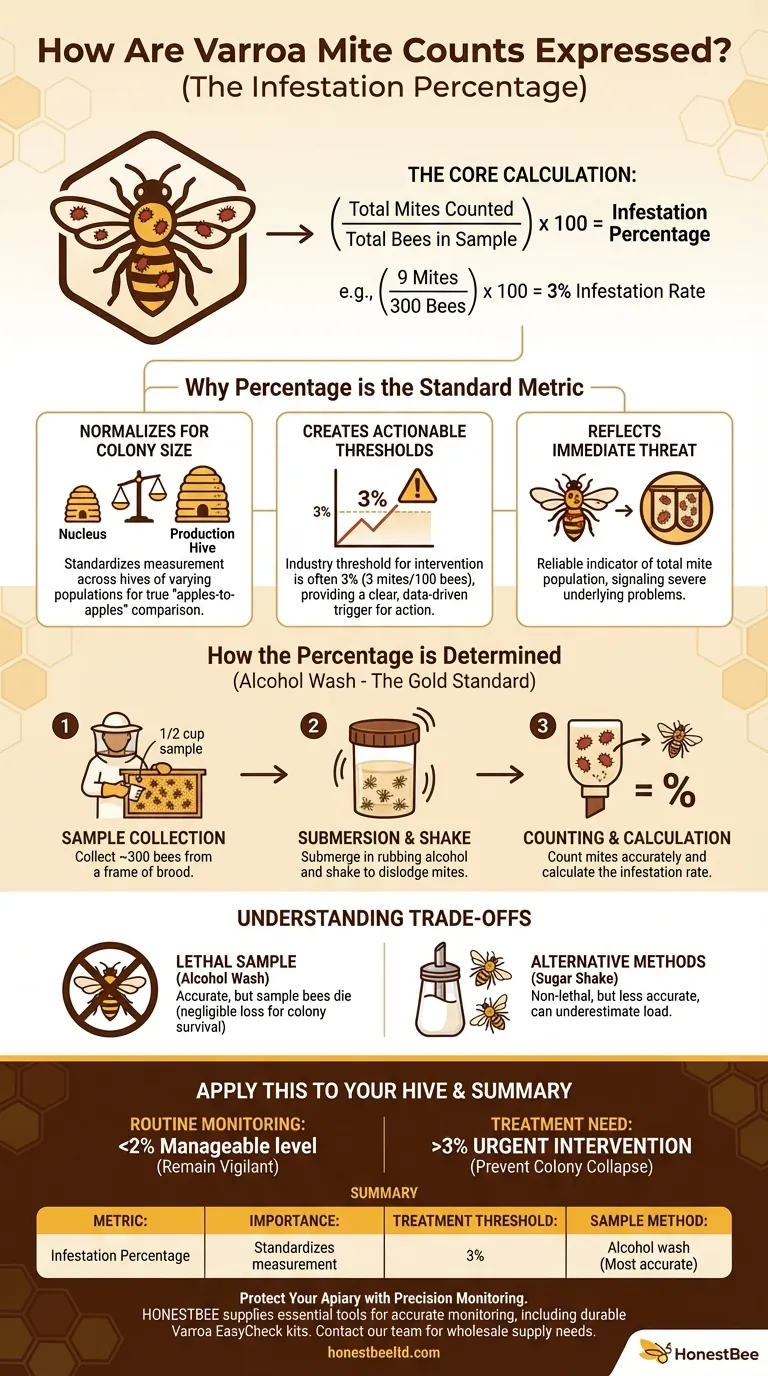 Wie werden Varroamilbenzählungen ausgedrückt? Verstehen Sie die Schlüsselmetrik für gesunde Völker Visuelle Anleitung