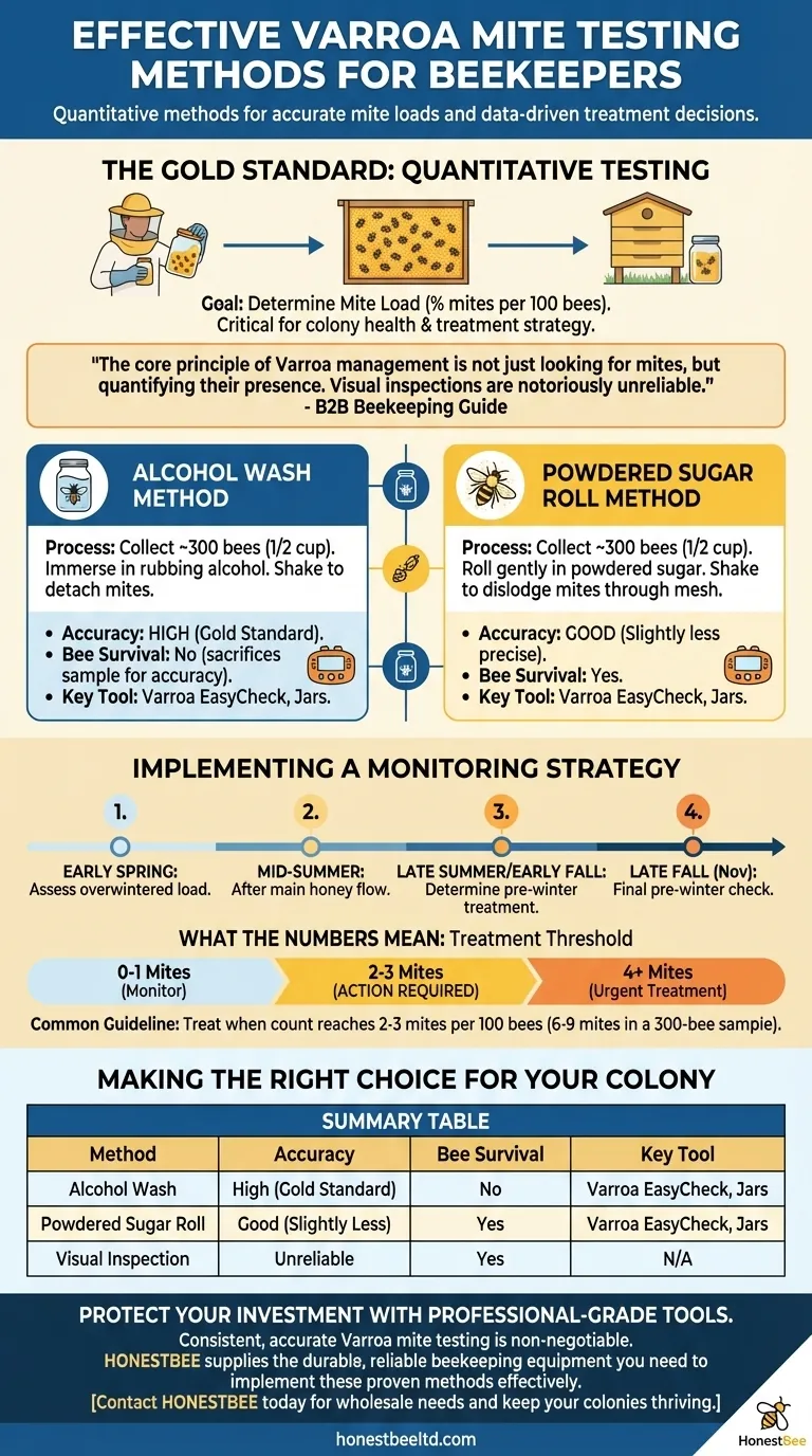 What tools can beekeepers use to effectively test for Varroa mite infestations? Accurate Methods for Colony Health Visual Guide