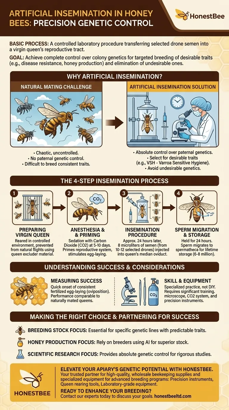 ما هي العملية الأساسية للتلقيح الاصطناعي في نحل العسل؟ دليل للتربية الموجهة للحصول على جينات متفوقة دليل مرئي