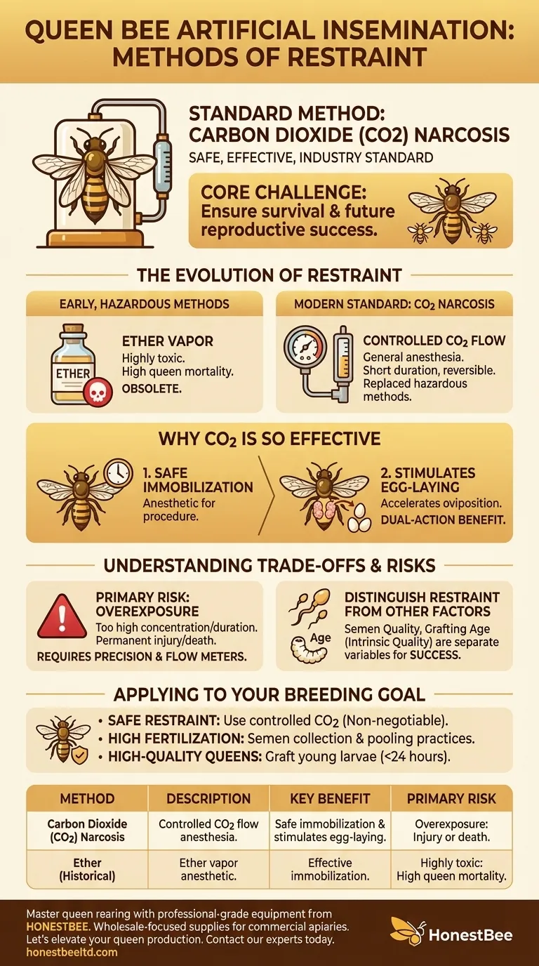 Quais métodos são usados para conter as rainhas durante a inseminação artificial? Descubra o Padrão da Indústria para o Manuseio Seguro de Rainhas Guia Visual