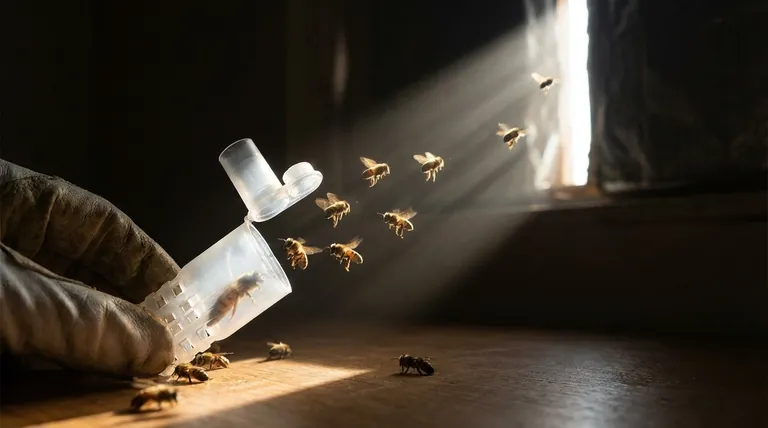 ¿Cuál es el procedimiento para retirar de forma segura las abejas acompañantes de una jaula de reina? Una guía paso a paso para apicultores