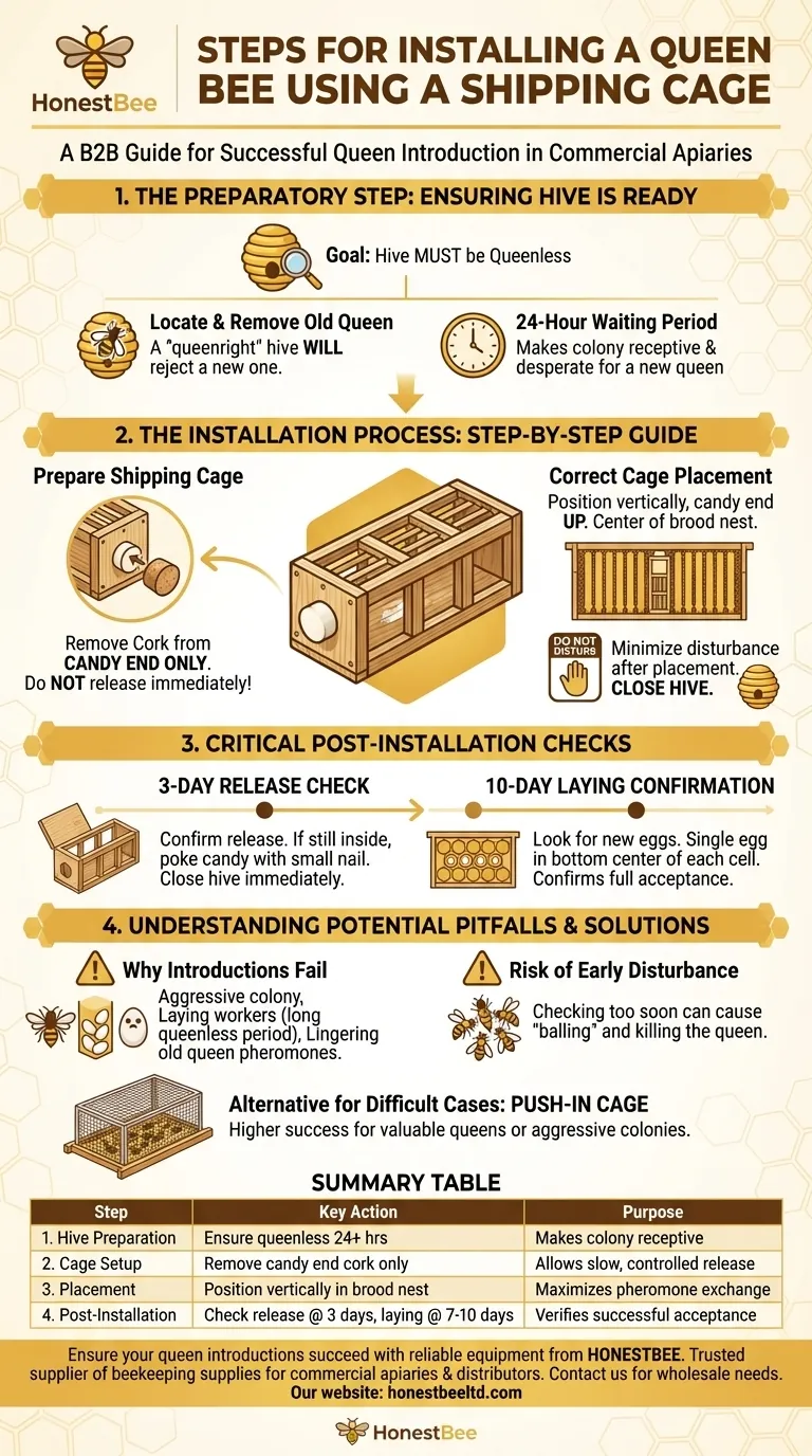 ما هي خطوات تركيب الملكة باستخدام قفص الشحن؟ دليل لنجاح إدخال الملكة دليل مرئي