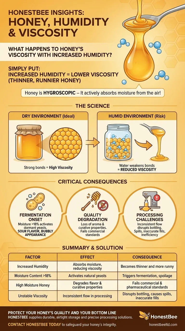 What happens to honey's viscosity with increased humidity? The Critical Link to Quality & Spoilage Visual Guide