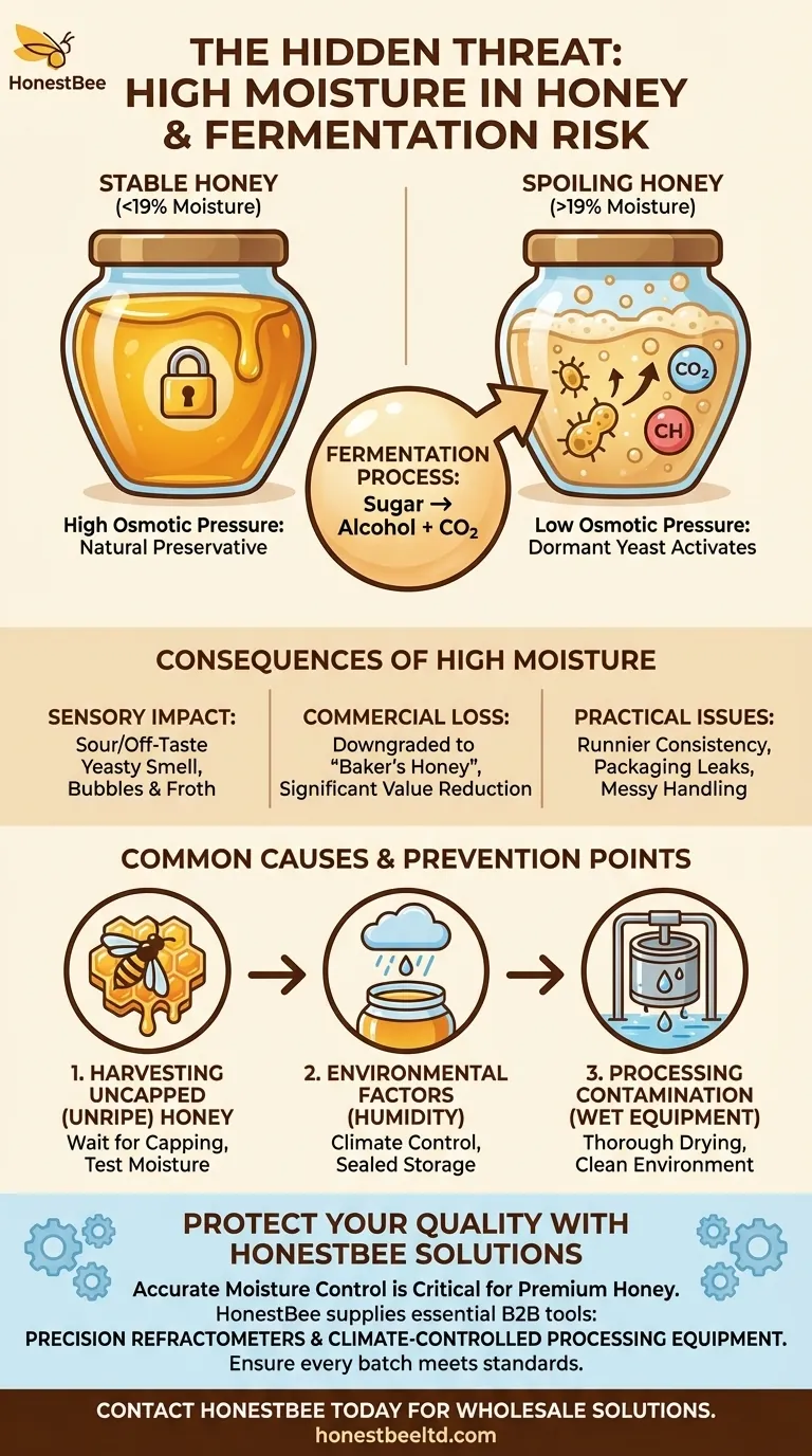 Qual è il problema con l'alto contenuto di umidità nel miele? Prevenire la Fermentazione e Proteggere il Valore del Tuo Miele Guida Visiva