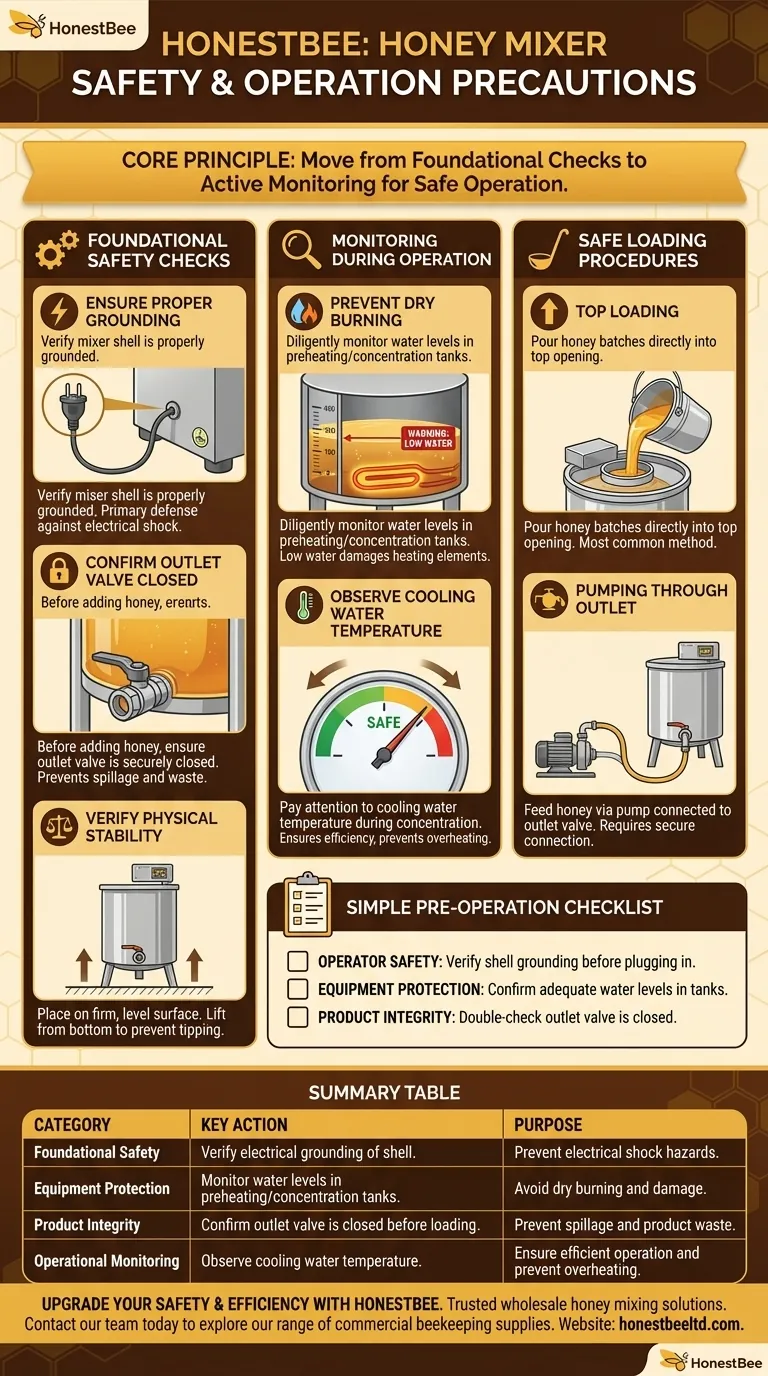 What precautions should be taken when operating the honey mixer? Essential Steps for Safe & Efficient Honey Processing Visual Guide