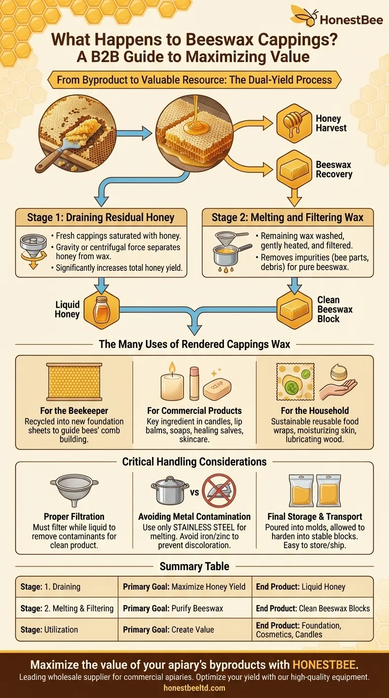 What happens to beeswax cappings after removal? From Byproduct to Valuable Beekeeping Asset Visual Guide