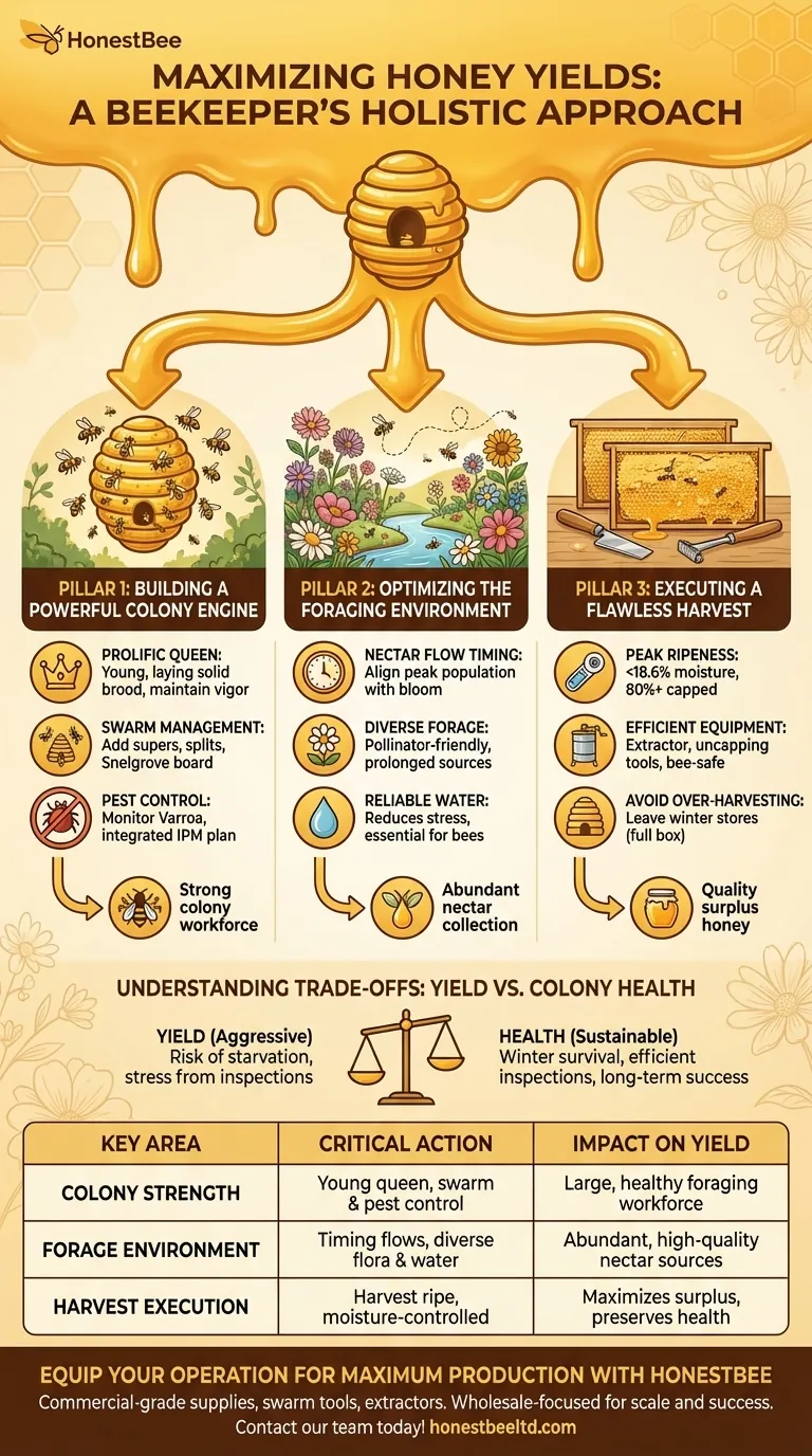 ¿Cómo pueden los apicultores maximizar la producción de miel? Una guía para colonias fuertes y cosechas eficientes Guía Visual