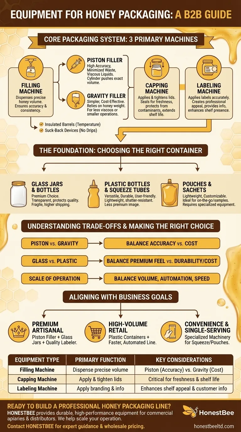 What equipment is used for packaging honey? A Guide to Filling, Capping & Labeling Systems Visual Guide