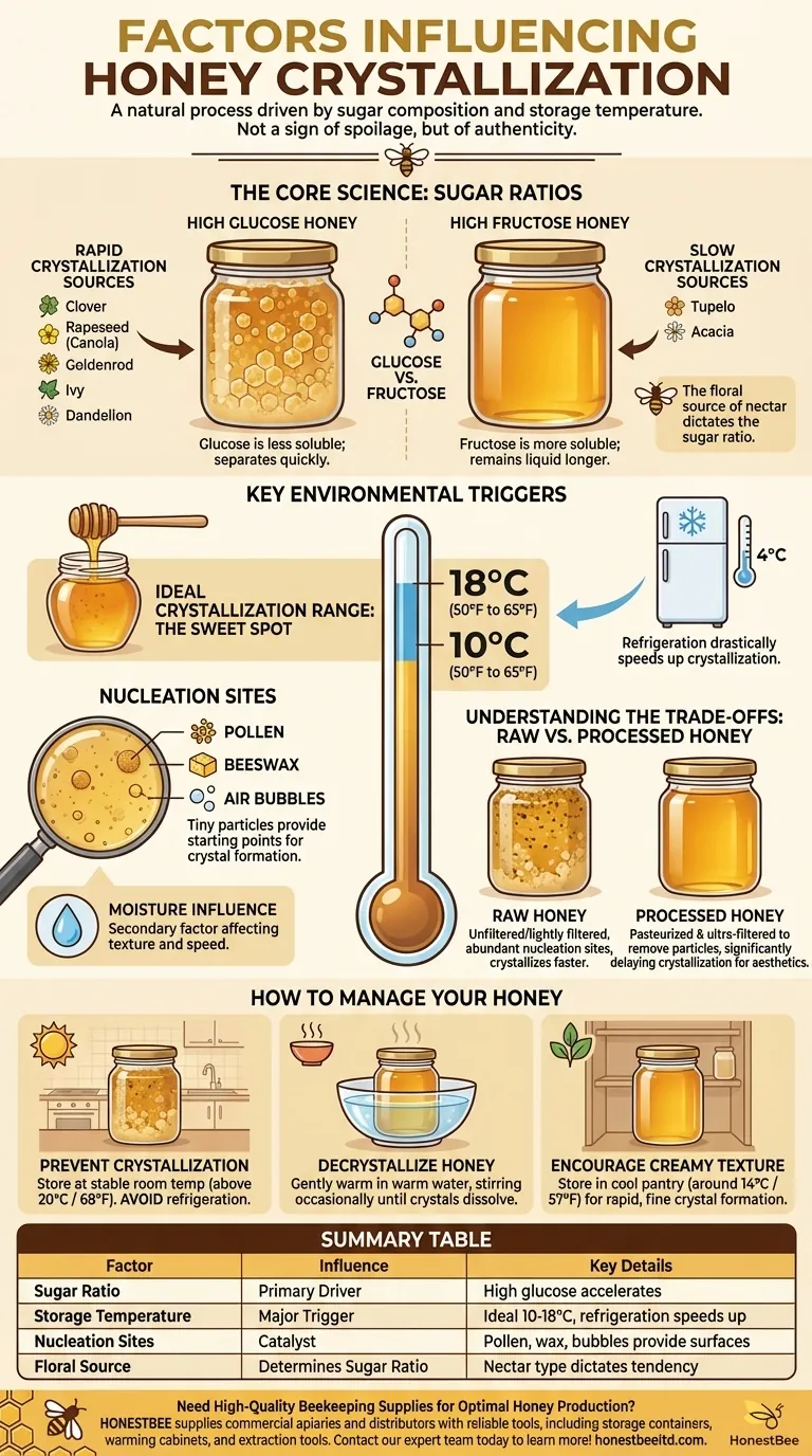What factors influence honey crystallization? A Guide to Natural Texture Changes Visual Guide