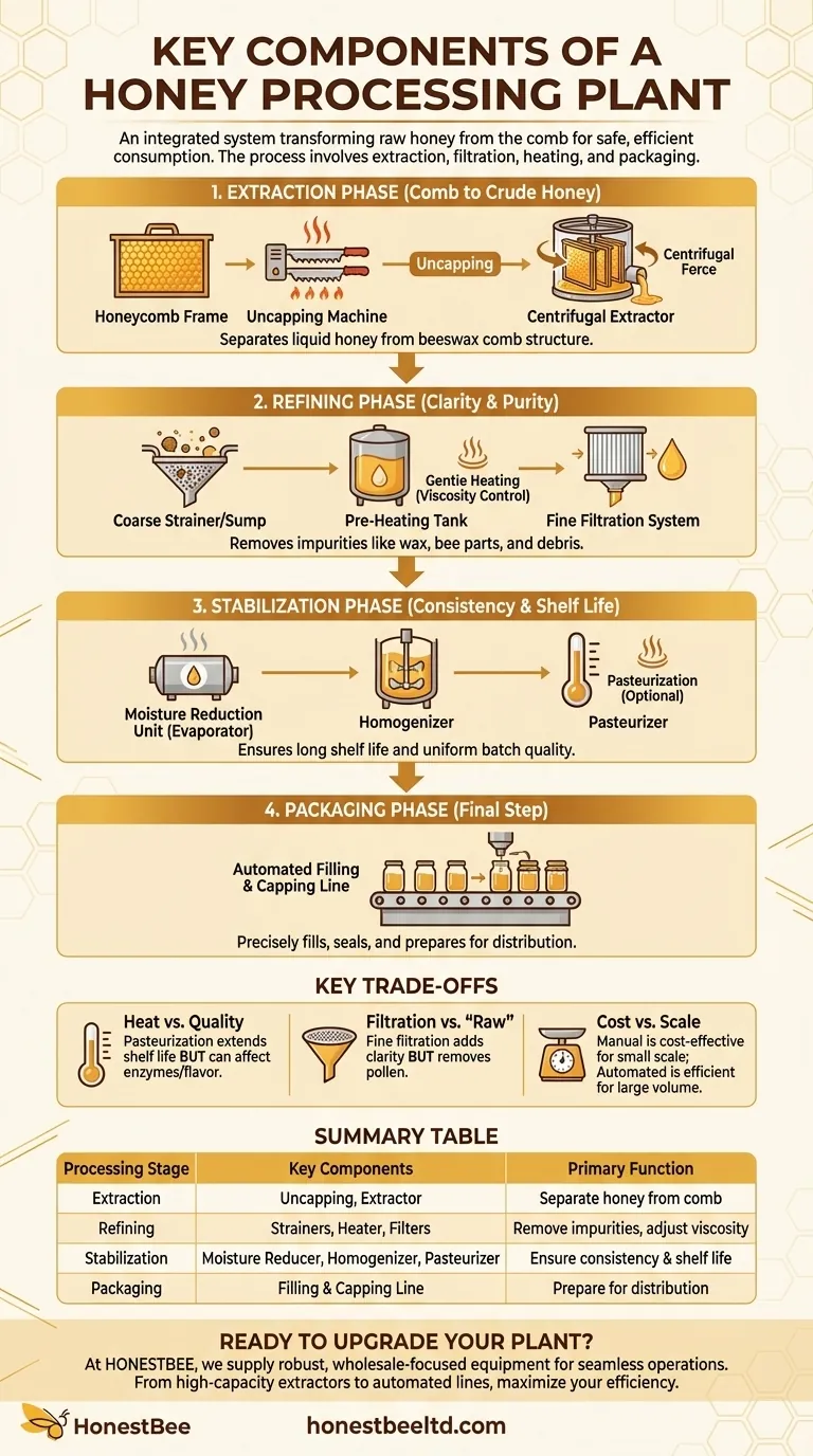 What are the key components of a honey processing plant? Build Your Efficient Honey Production Line Visual Guide