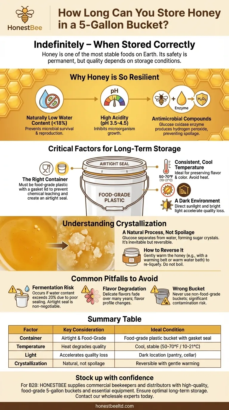 Por quanto tempo você pode armazenar mel em um balde de 5 galões? Preserve a Qualidade e Segurança por Décadas Guia Visual