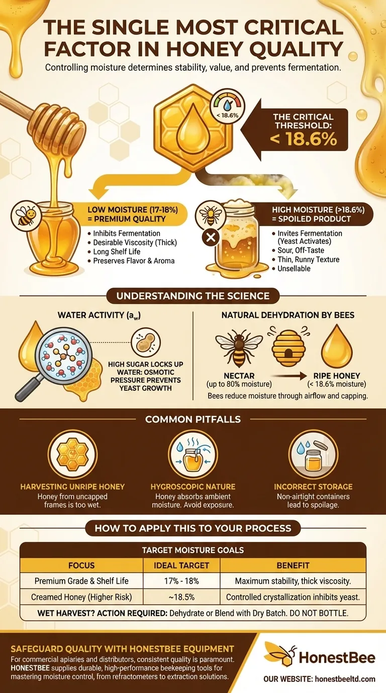 꿀 가공 시 수분 함량을 조절하는 것이 왜 중요할까요? 발효를 방지하고 품질을 극대화합니다. 시각적 가이드