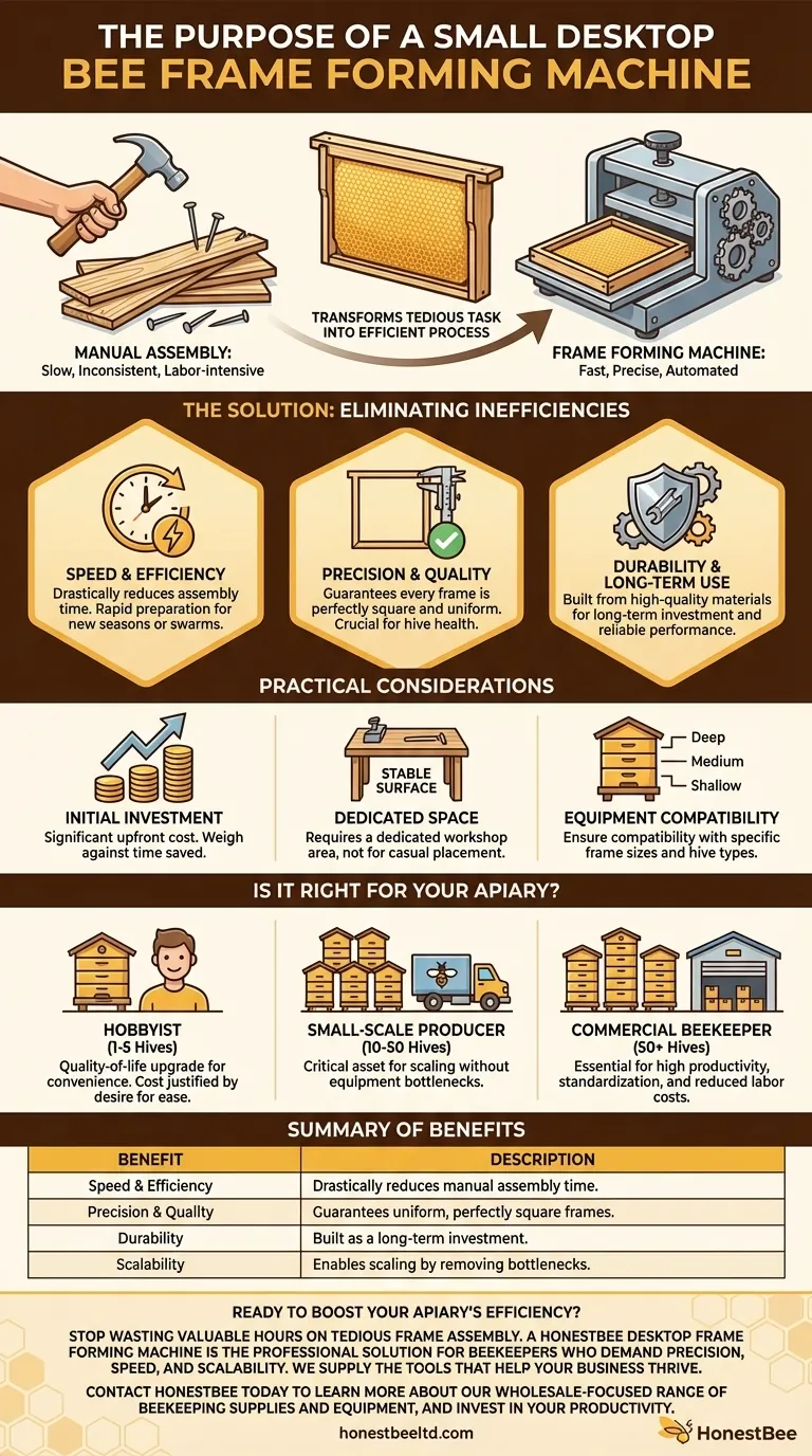 Was ist der Zweck einer kleinen Desktop-Bienenrahmen-Formmaschine? Automatisierung der Rahmenmontage für Imker Visuelle Anleitung