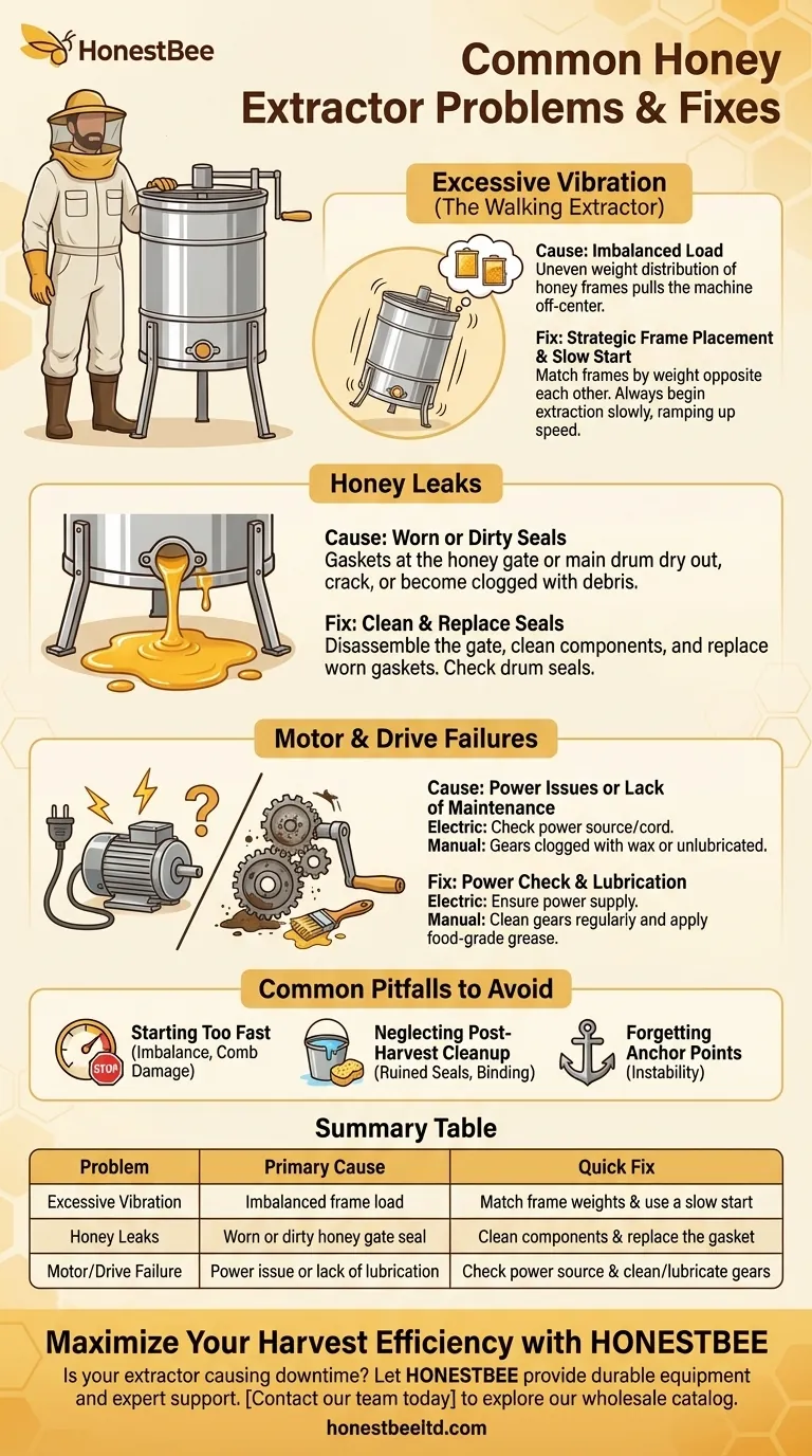 What are common problems with honey extractors and how can they be fixed? Ensure a Smooth Harvest Every Time Visual Guide