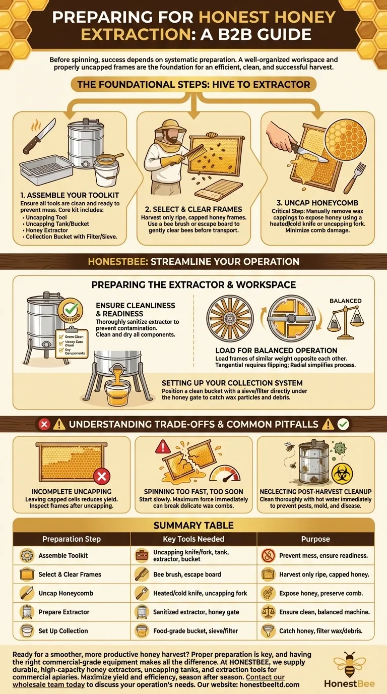 Welche Vorbereitung ist für die Honigernte mit einer Honigschleuder erforderlich? Eine Schritt-für-Schritt-Anleitung für eine saubere Ernte Visuelle Anleitung