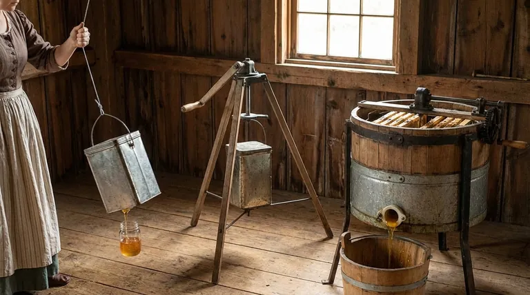 ¿Cómo eran los diseños iniciales del extractor de miel? De la caja de hojalata girada a mano a la máquina moderna