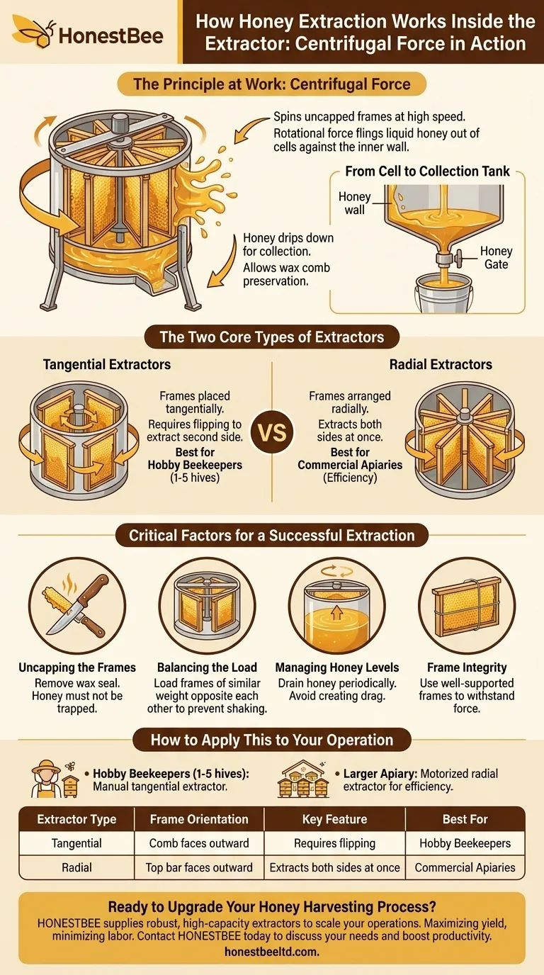 How does the honey extraction process work inside the extractor? A Guide to Efficient Harvesting Visual Guide