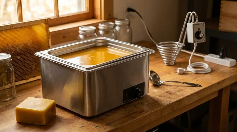 使用汤锅加热器熔化蜂蜡的主要目的是什么?安全、精确的蜂蜡熔化