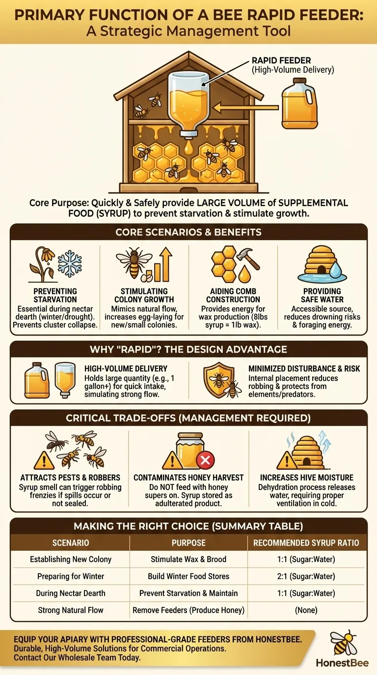 What is the primary function of a bee rapid feeder? A Strategic Tool for Colony Health Visual Guide