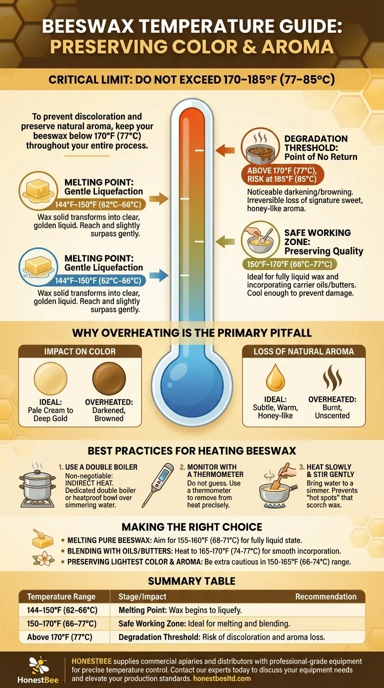 ¿Qué temperatura no debe exceder la cera de abejas para evitar la decoloración? Conserve el color y el aroma con un calentamiento adecuado Guía Visual