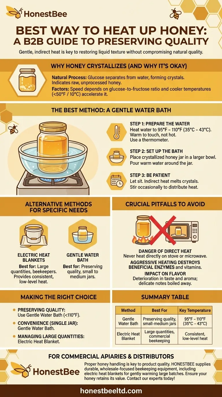 蜂蜜を温める最良の方法は何ですか？穏やかで間接的な熱で品質を保つ ビジュアルガイド