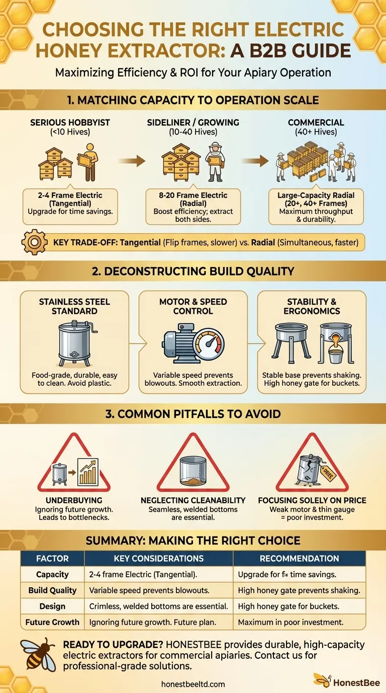Que fatores devem ser considerados ao escolher um extrator de mel elétrico? Um Guia para Apicultores Guia Visual