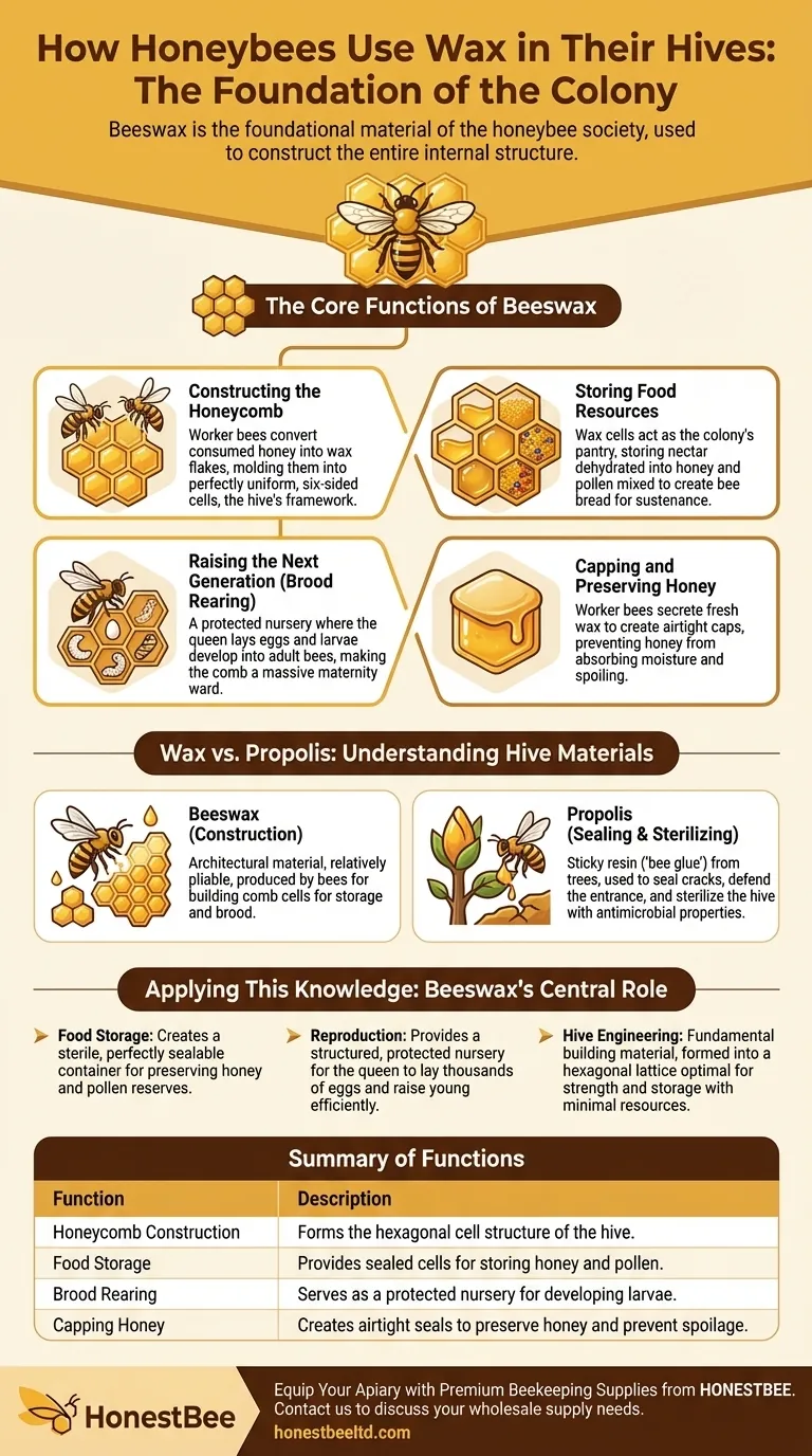 How do honeybees use wax in their hives? The Key to Colony Survival and Structure Visual Guide