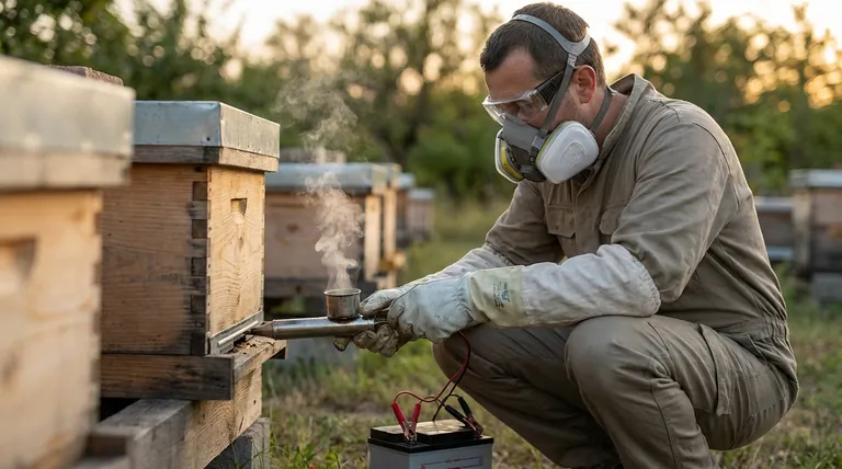 What are the safety considerations for using oxalic acid in Varroa treatment? Ensure Beekeeper and Hive Safety
