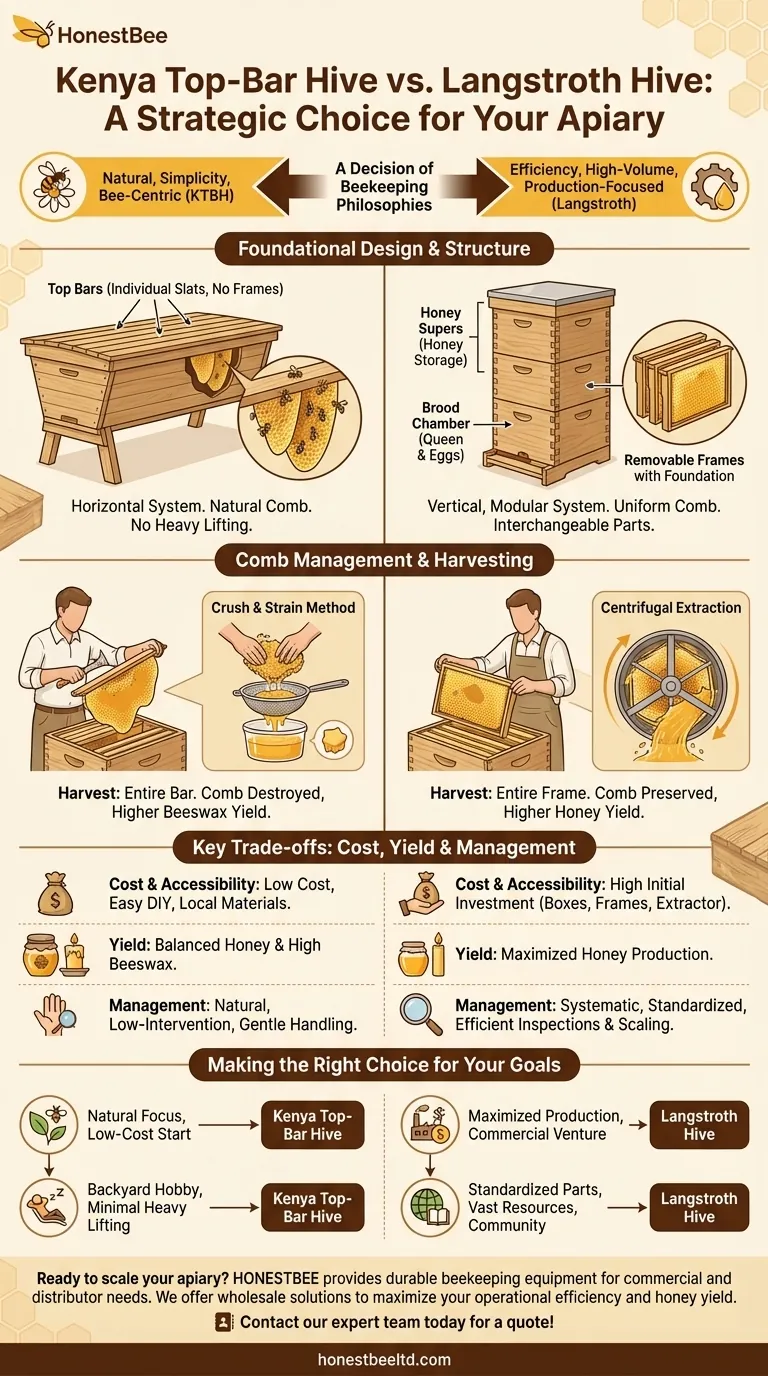 ケニア式トップバーハチミツ（KTBH）とラングストロースハチミツの主な違いは何ですか？養蜂家のためのガイド ビジュアルガイド