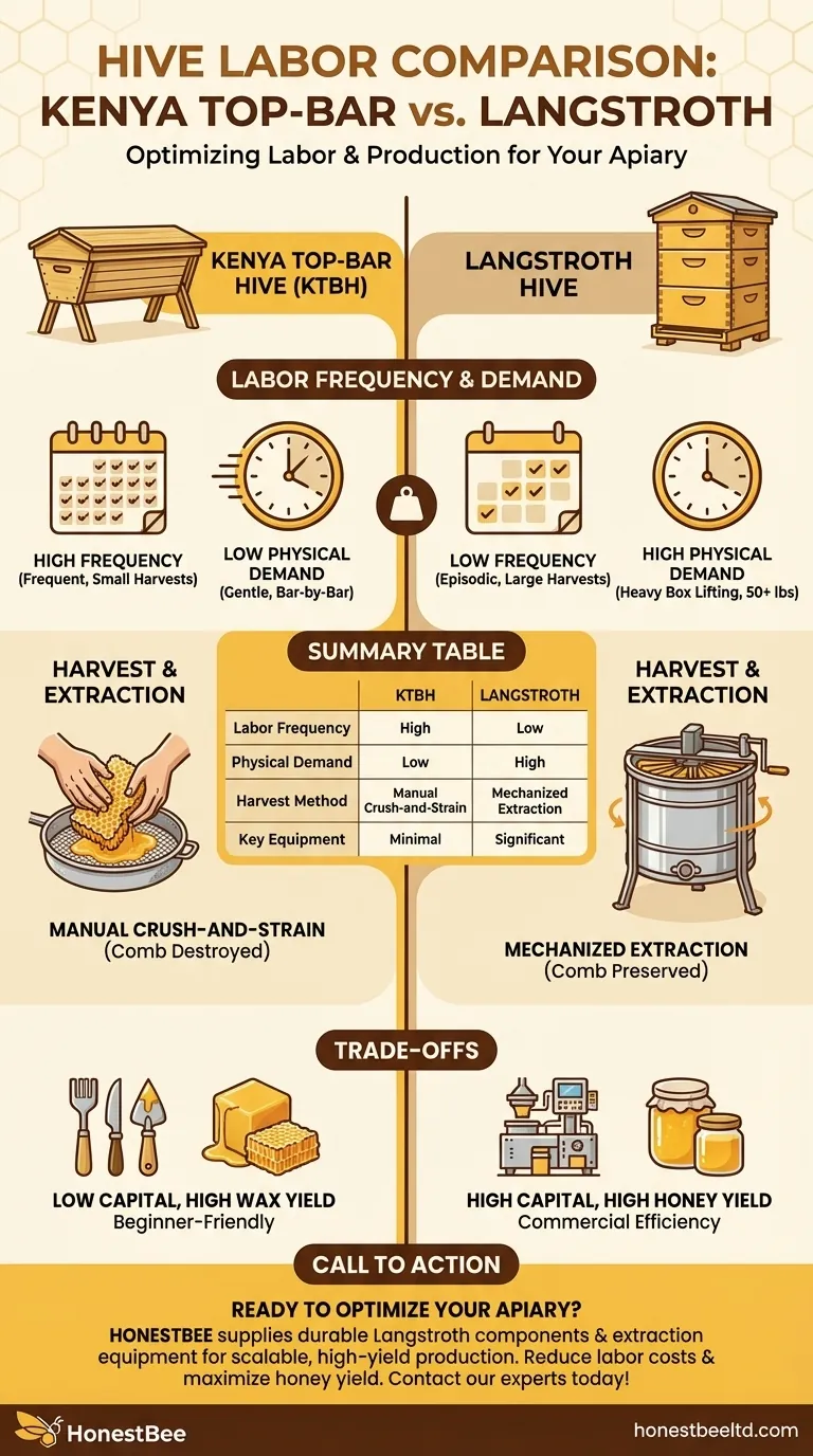 What are the labor requirements for a KTBH vs. Langstroth hive? A Guide for Apiary Efficiency Visual Guide