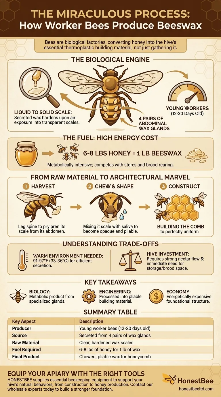 How do worker bees produce beeswax? A Guide to the Hive's Manufacturing Process Visual Guide