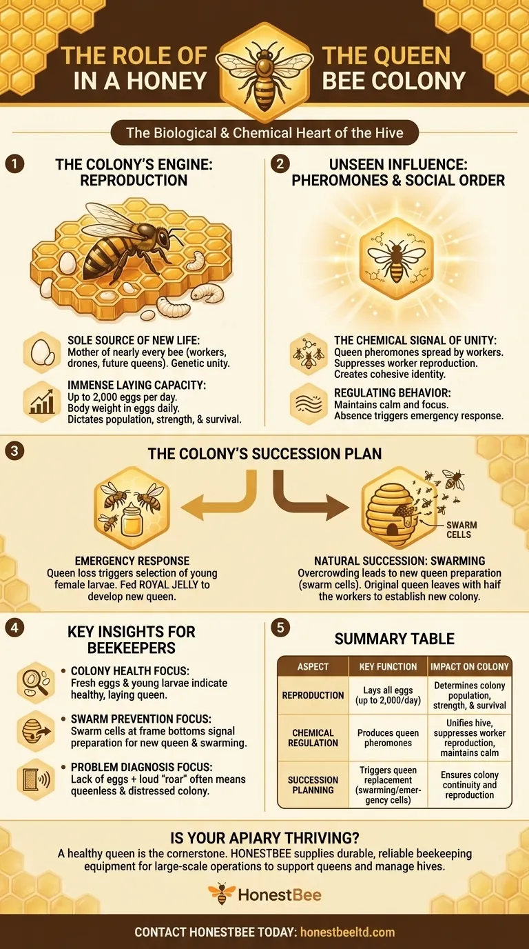 What is the role of the queen in a honey bee colony? The Heart of the Hive Visual Guide