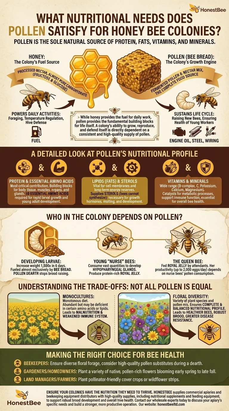 What nutritional needs does pollen satisfy for honey bee colonies? The Essential Growth Food for Thriving Hives Visual Guide