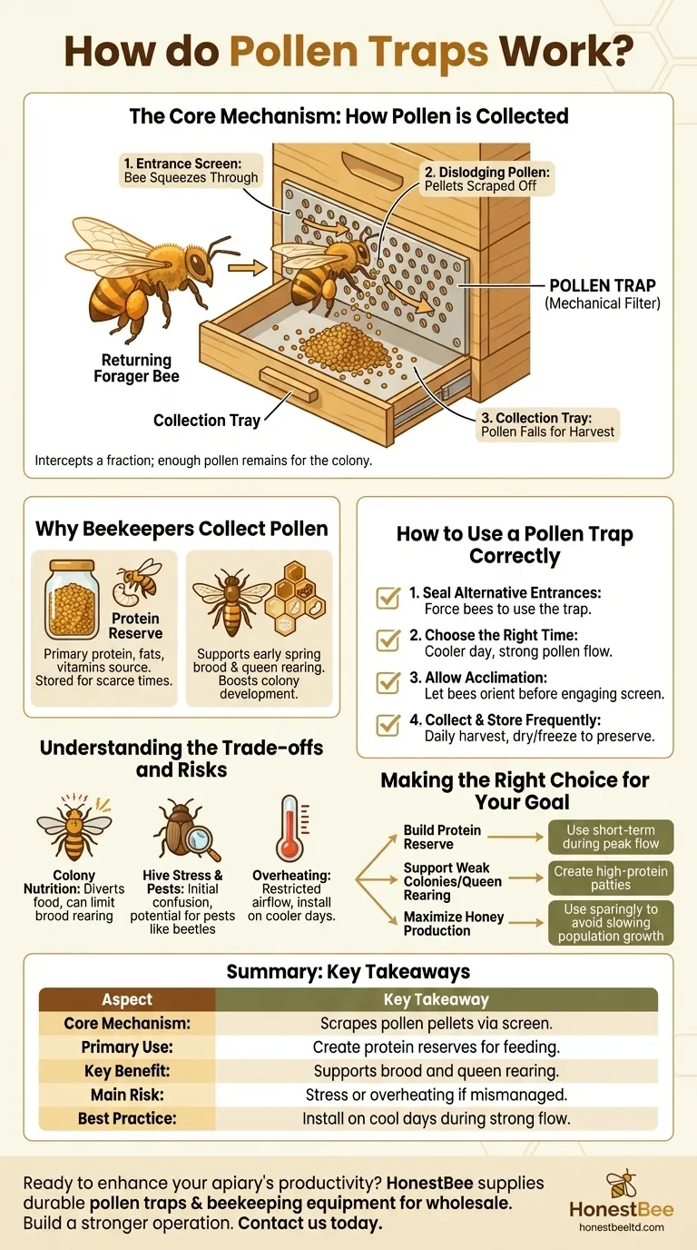 How do pollen traps work? A Beekeeper's Guide to Harvesting and Hive Health Visual Guide