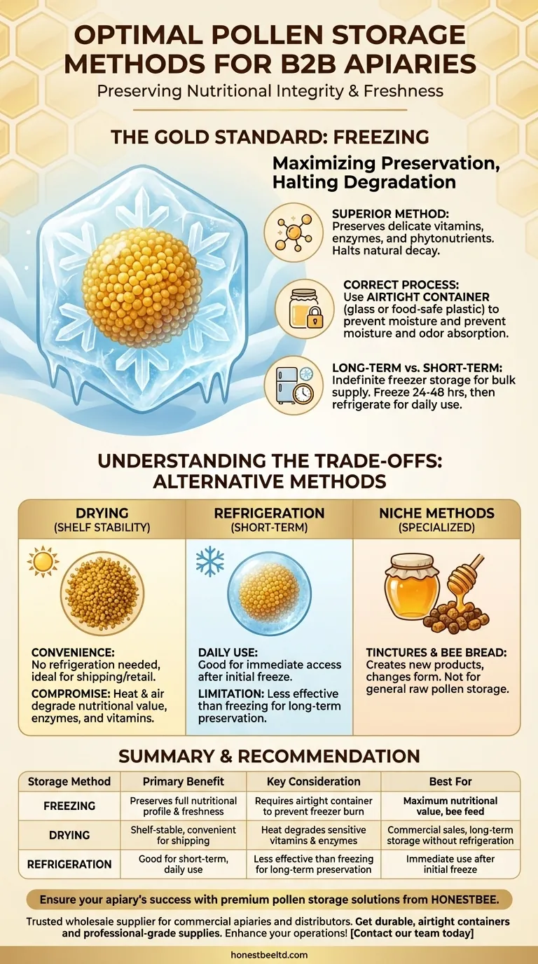 What are the preferred storage methods for pollen? Freeze for Maximum Nutrition & Freshness Visual Guide