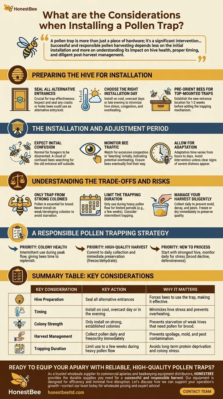 What are the considerations when installing a pollen trap? Ensure a Healthy Hive and Successful Harvest Visual Guide