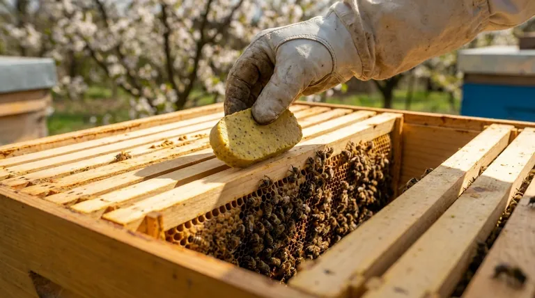 What precautions should be taken when feeding collected pollen back to bees? Ensure Colony Health and Safety