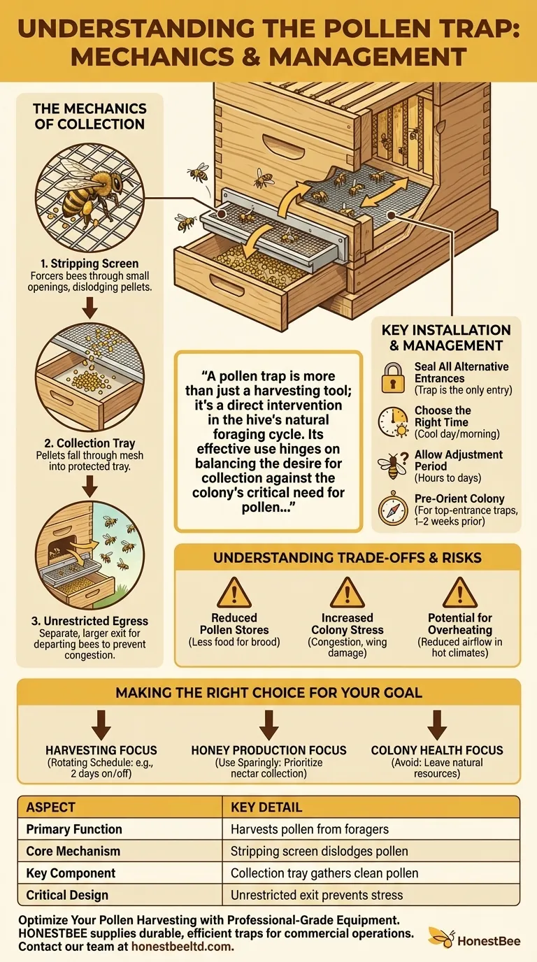 What is a pollen trap and how does it work? A Guide to Harvesting Bee Pollen Visual Guide