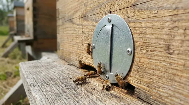 Что означает полностью закрытое положение на круглом диске летка улья? Руководство по безопасности улья