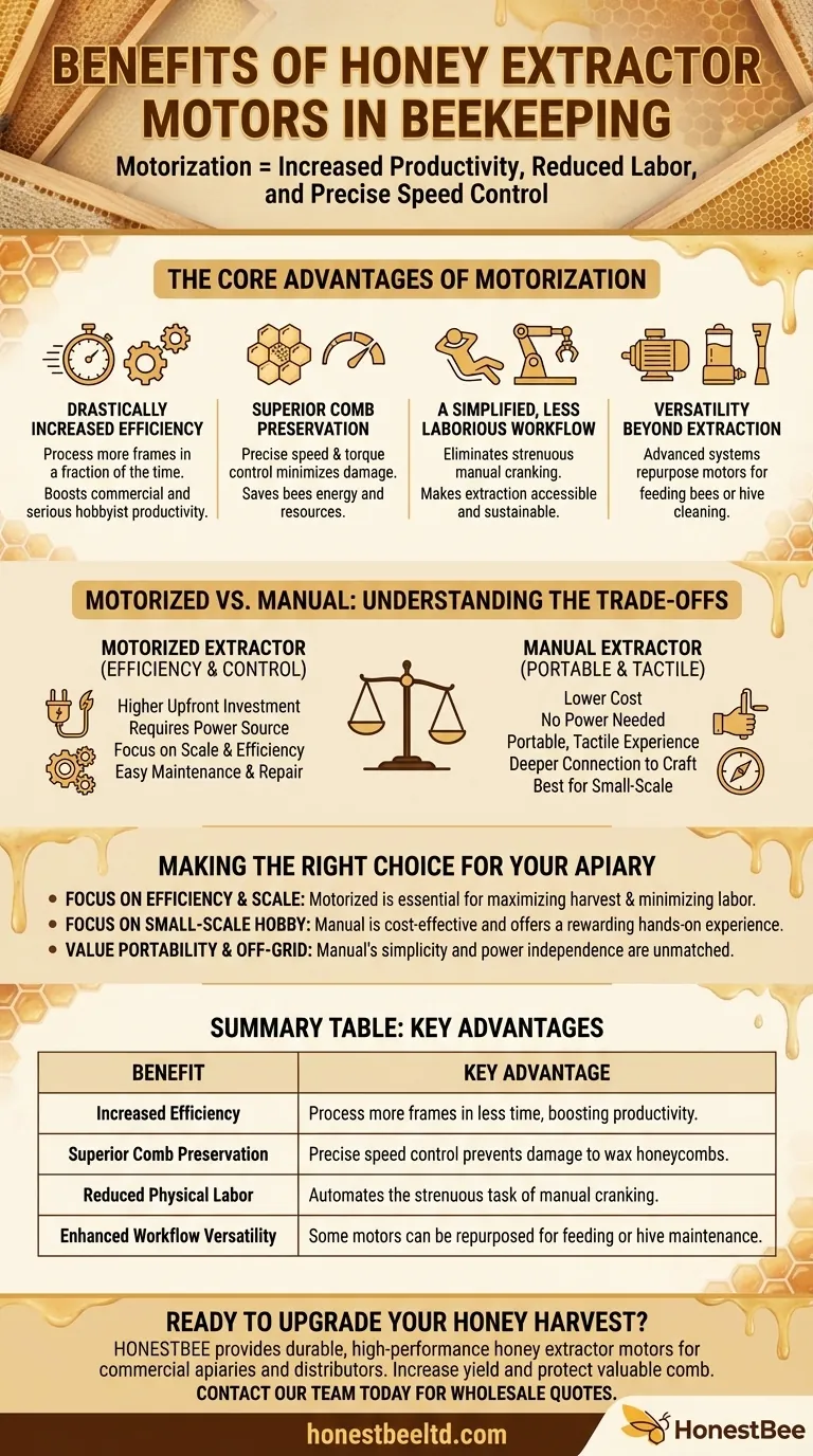 꿀 추출기 모터 사용의 이점은 무엇인가요? 효율성 향상 및 벌집 보호 시각적 가이드