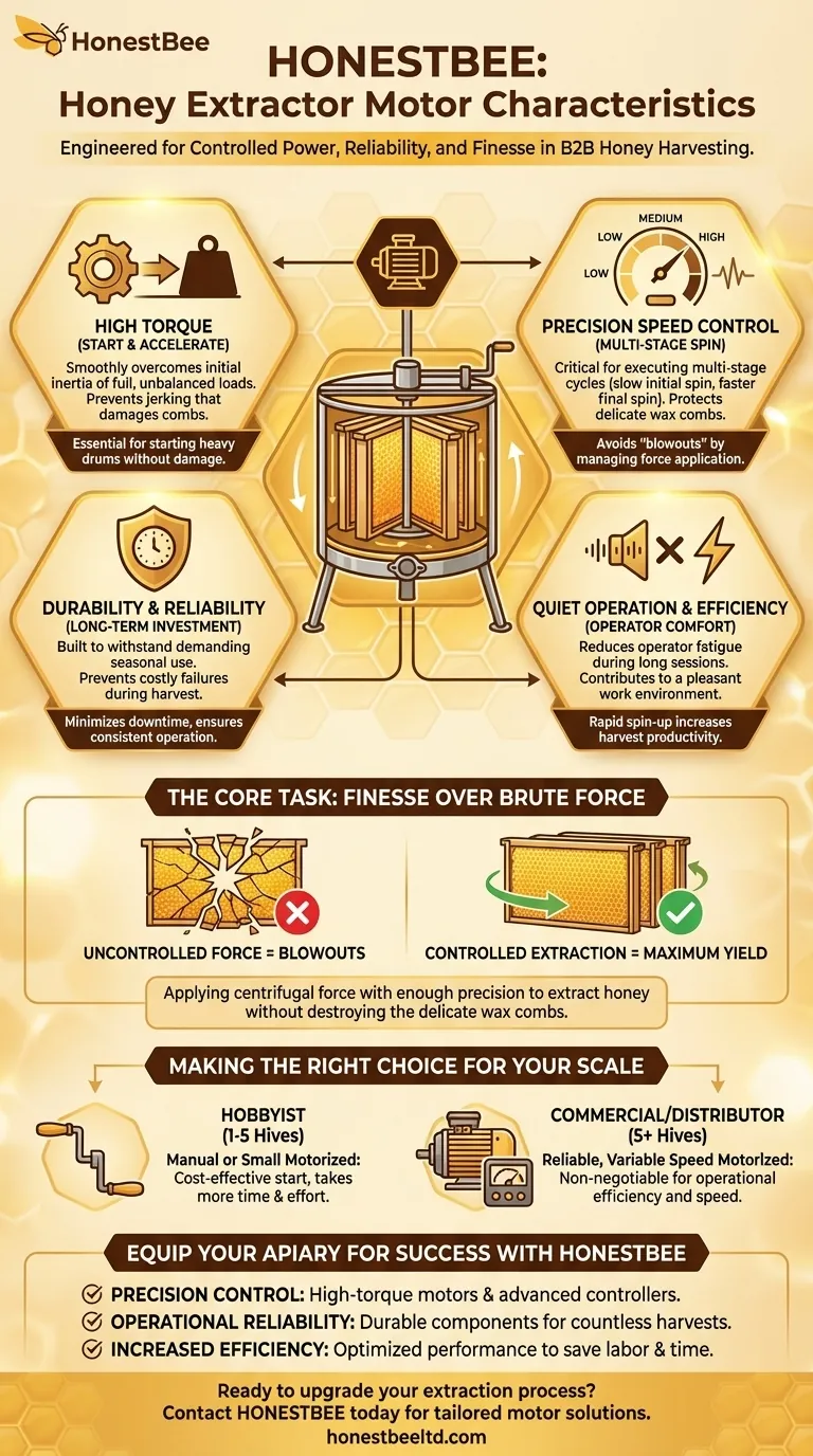 What are the characteristics of motors used in honey extractors? Ensure Efficient, Damage-Free Honey Harvesting Visual Guide