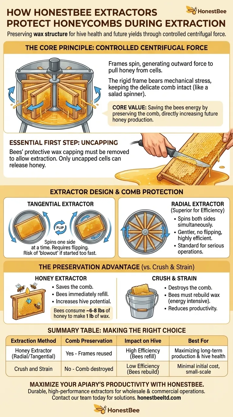 How do honey extractors protect honeycombs? Preserve Comb Integrity for Greater Hive Productivity Visual Guide