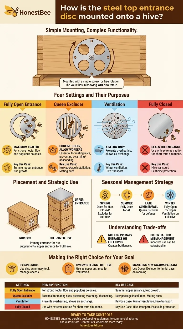 How is the steel top entrance disc mounted onto a hive? Master the Simple Setup for Better Hive Management Visual Guide