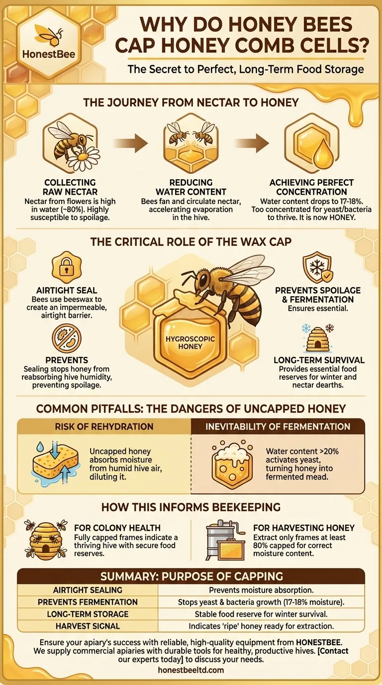 Why do honey bees cap honey comb cells? To Preserve Food for Colony Survival Visual Guide