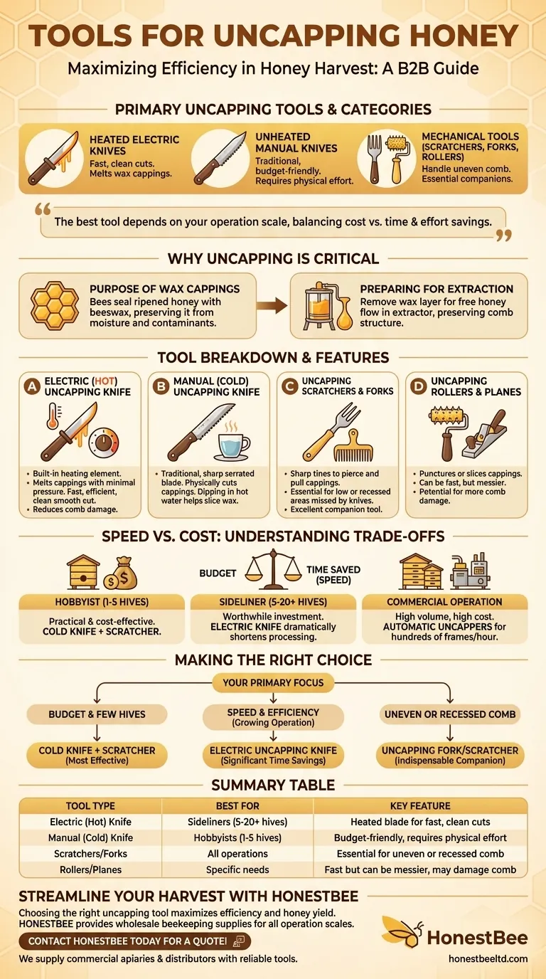 What tools are available for uncapping honey? A Guide to Choosing the Right Tool for Your Operation Visual Guide