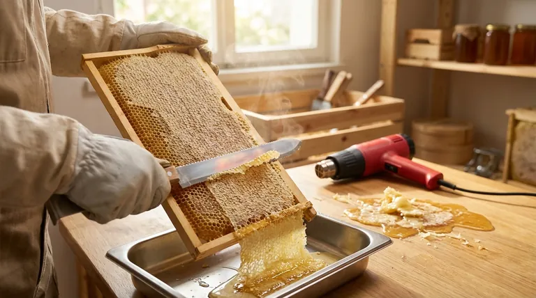 Quais são as principais considerações ao escolher entre uma faca quente e uma pistola de ar quente para desencapsular favos de mel? Escolha a Ferramenta Certa para uma Colheita de Qualidade