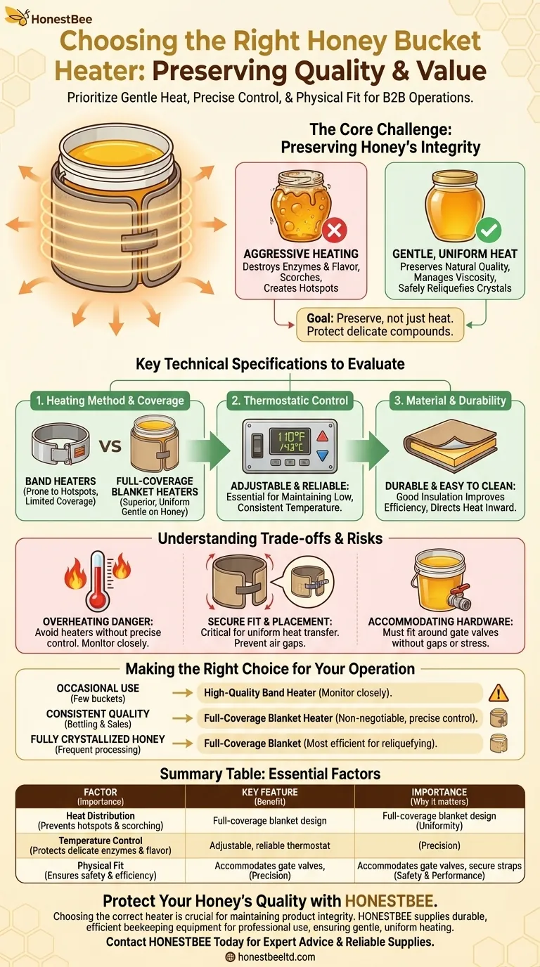 What factors should be considered when choosing a honey bucket heater? Protect Honey Quality with Precise Heat Visual Guide