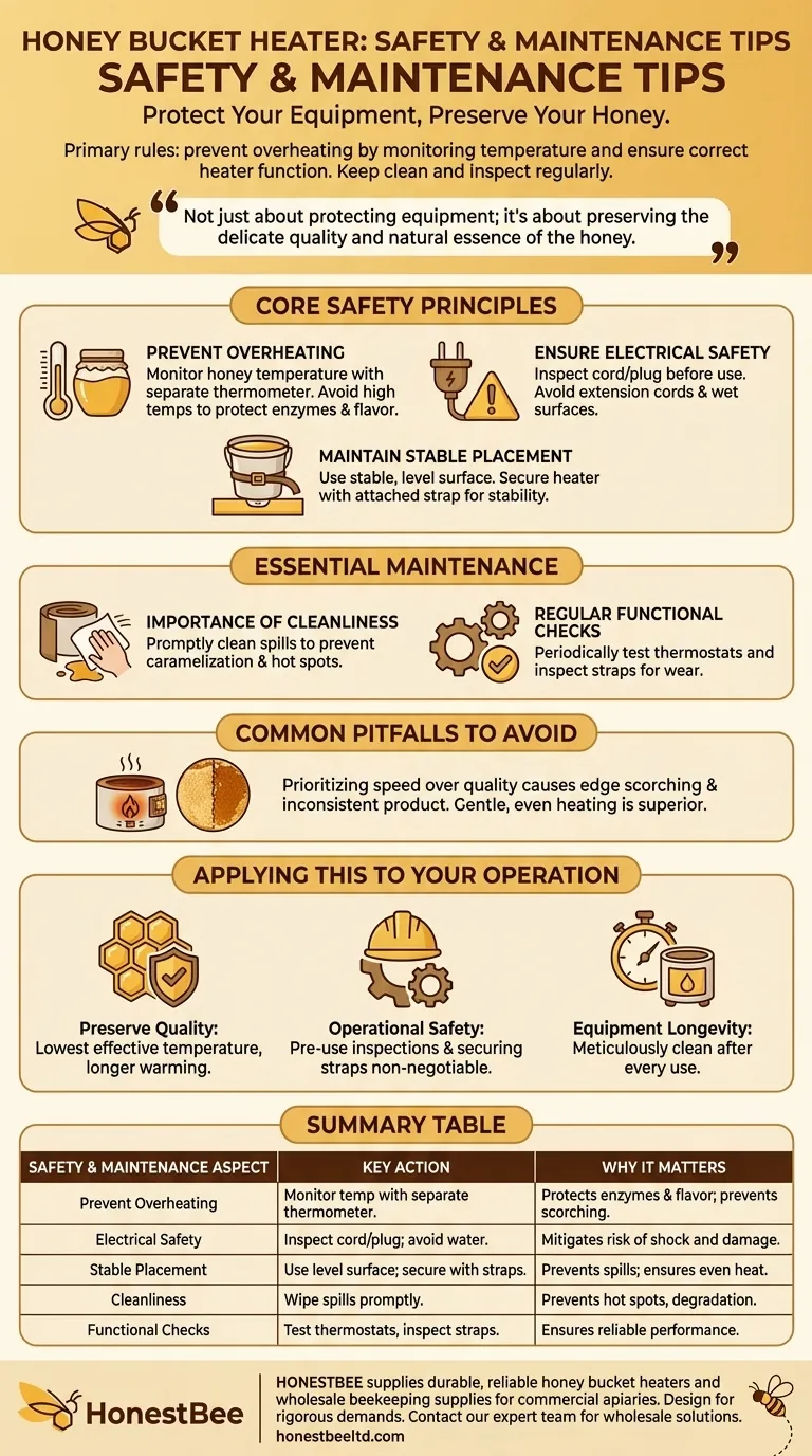 ما هي نصائح السلامة والصيانة التي يجب اتباعها عند استخدام سخان دلو العسل؟ ضمان جودة العسل وإطالة عمر المعدات دليل مرئي